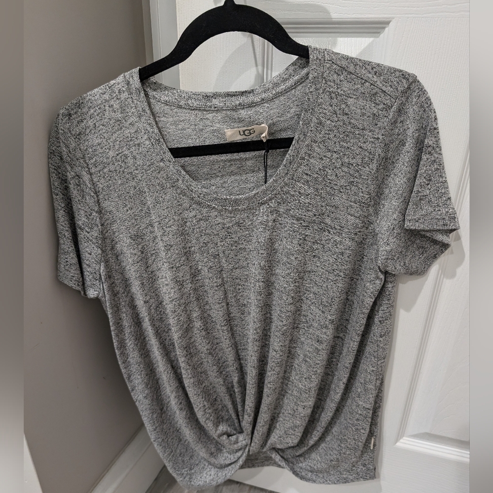 UGG Fleece Stretch Cotton V-Neck Short Sleeve Lounge Top